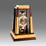Mantel clock, Art.333/1 walnut whit maple root decor, with silver dial and pendulum - without melody